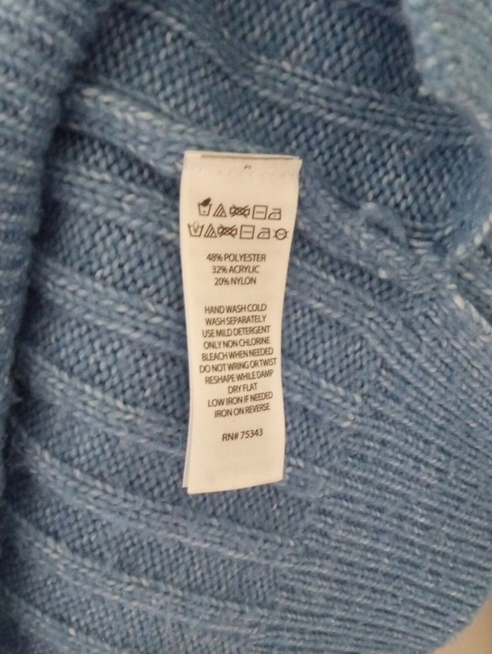 Max Studio Light Blue Ribbed Crewneck Sweater - Picture 3 of 4